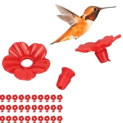 30 set Hummingbird Feeder Blommor Flerfärgad Unik utbytbar Hummingbird Bird Feeder Blomma Tillbehör Röd