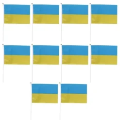 10 set Ukraina handhållna flaggor Polyester blekningsbeständig mini lättvikts Ukraina handhållen stickflagga 11.0-11.8x7.9in