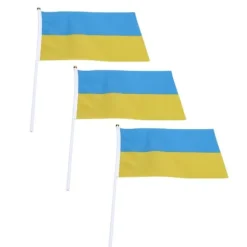 10 set Ukraina handhållna flaggor Polyester blekningsbeständig mini lättvikts Ukraina handhållen stickflagga 11.0-11.8x7.9in