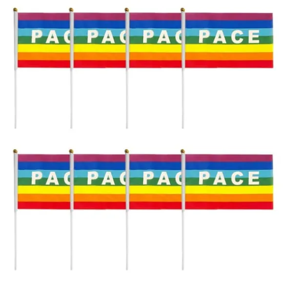50/100 st Mini Peace Flag Rainbow Pacifist Flag Handhållen Polyester Peace Flagga