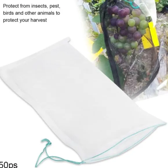 50 stk. beskyttelsesposer til planter og frugter med snørebånd mod insekter og haveredskaber 25*15 cm