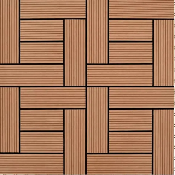 11 stk. Brune 30 x 30 cm dækningsfliser WPC 1 m2 - - Home & Living