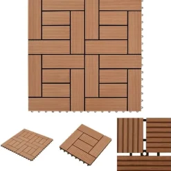 11 stk. Brune 30 x 30 cm dækningsfliser WPC 1 m2 - Gulve
