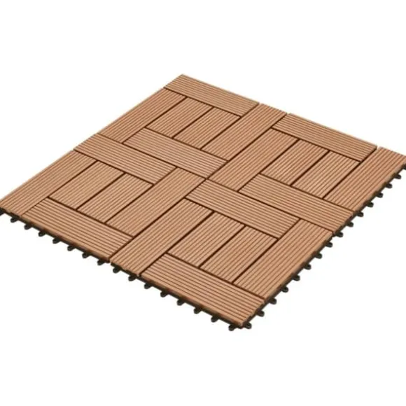 11 stk. Brune 30 x 30 cm dækningsfliser WPC 1 m2 - Gulve