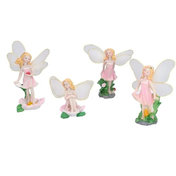 4 Stk Flower Fairies Figurer Statue Have Home Ornament Resin Model Miniature Landscape Decor