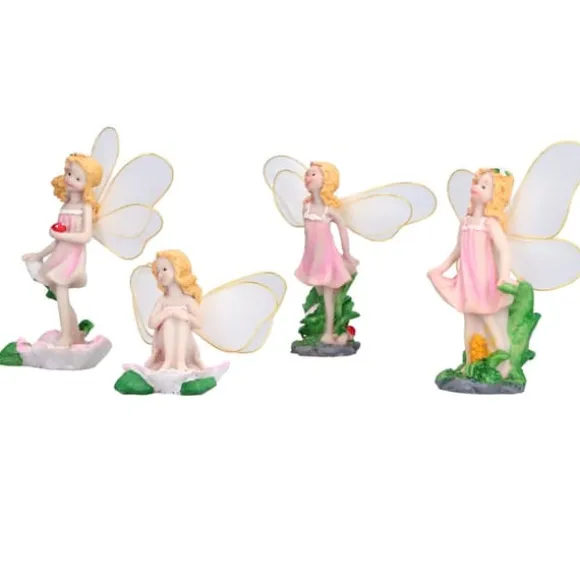 4 Stk Flower Fairies Figurer Statue Have Home Ornament Resin Model Miniature Landscape Decor