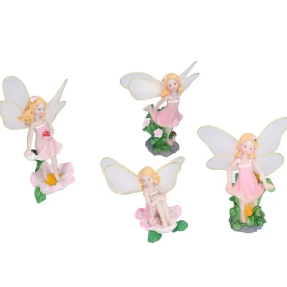4 Stk Flower Fairies Figurer Statue Have Home Ornament Resin Model Miniature Landscape Decor