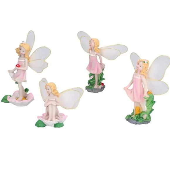 4 Stk Flower Fairies Figurer Statue Have Home Ornament Resin Model Miniature Landscape Decor