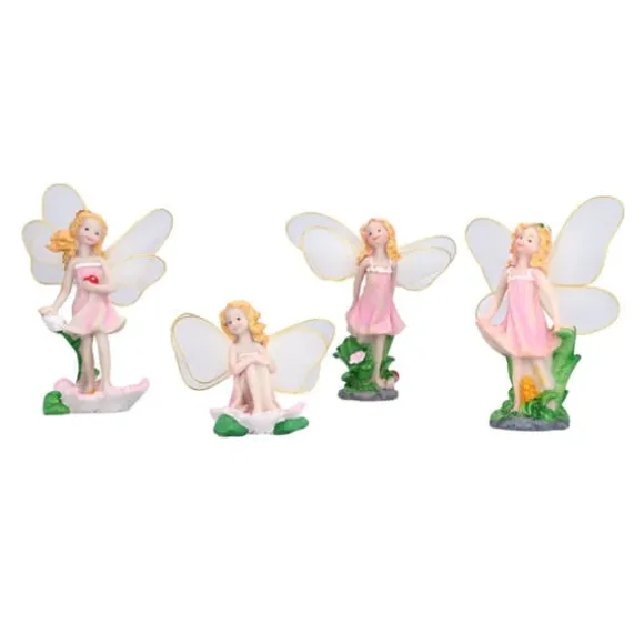 4 Stk Flower Fairies Figurer Statue Have Home Ornament Resin Model Miniature Landscape Decor