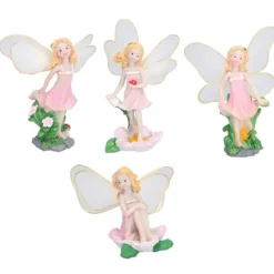 4 Stk Flower Fairies Figurer Statue Have Home Ornament Resin Model Miniature Landscape Decor