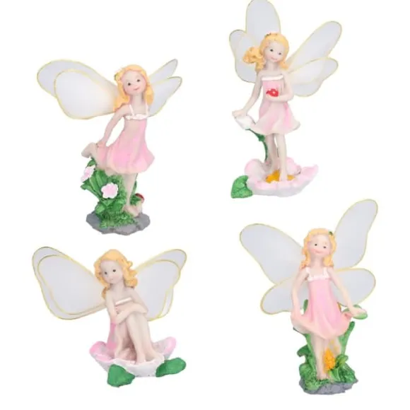 4 Stk Flower Fairies Figurer Statue Have Home Ornament Resin Model Miniature Landscape Decor