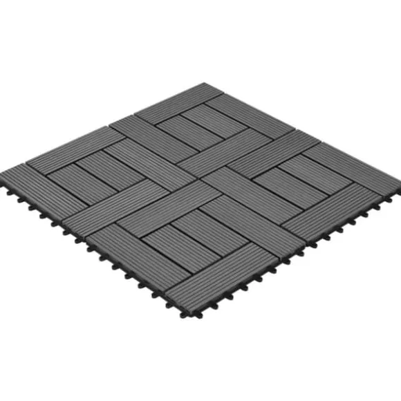 11 stk. Grå 30 x 30 cm kompositfliser WPC 1 m2 - - Home & Living