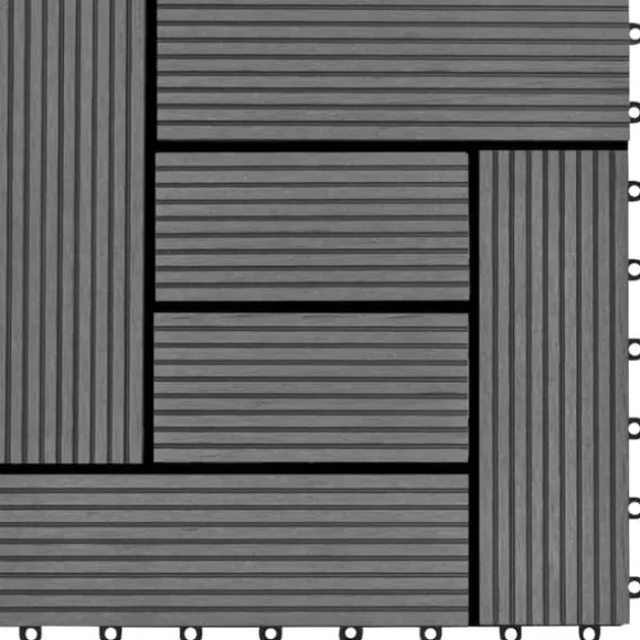 11 stk. Grå 30 x 30 cm kompositfliser WPC 1 m2 - - Home & Living