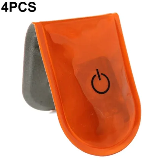 4 stk LED-lys Magnetiske Clips Sikkerhed Løbenat Campingaktiviteter - Orange