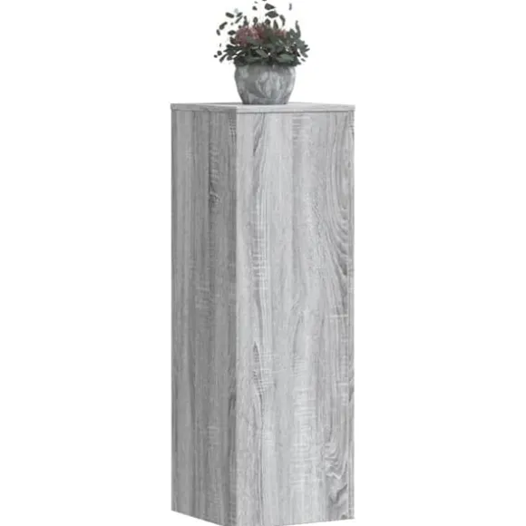 2 stk. robuste plantestativer i konstrueret træ | Farve: Grå sonoma-eg | Størrelse: 33x33x100 cm