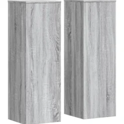 2 stk. robuste plantestativer i konstrueret træ | Farve: Grå sonoma-eg | Størrelse: 33x33x100 cm