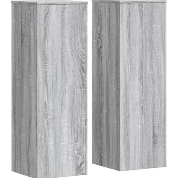 2 stk. robuste plantestativer i konstrueret træ | Farve: Grå sonoma-eg | Størrelse: 33x33x100 cm