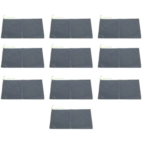 10 stk. sandløse sandsække med snøre, oversvømmelsesspærre i polyester, 9,8 x 19,7 tommer, dæmningspose til kældergarage, oversvømmelsessikret, grå