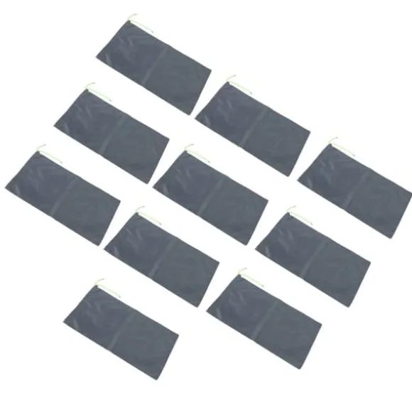 10 stk. sandløse sandsække med snøre, oversvømmelsesspærre i polyester, 9,8 x 19,7 tommer, dæmningspose til kældergarage, oversvømmelsessikret, grå