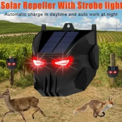 2 stk solcelledrevet dyreafvisende lampe Rød LED blinkende rovdyr afskrækkende lys