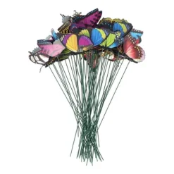 50 stk sommerfuglepinde til have, havedekorationer, sommerfuglepotter, miniature havedekorationer til indendørs og udendørs brug (assorterede farver) | CDON