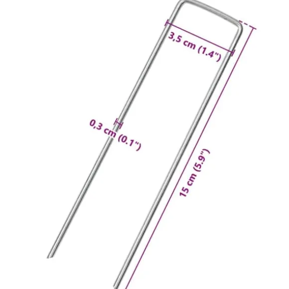 25 stk. U-facon jordpløkker - Galvaniseret stål | Størrelse: 15x3,5 cm