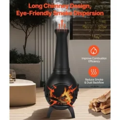 22 tommer Chiminea, Udendørs Aluminium Pejs, med Grillnet og Skorstensbelægning