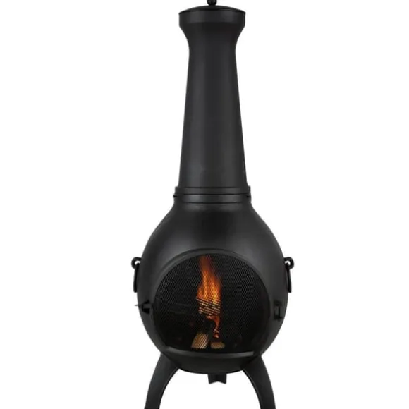 22 tommer Chiminea, Udendørs Aluminium Pejs, med Grillnet og Skorstensbelægning
