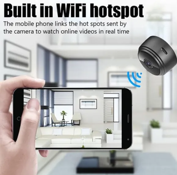 A9 WiFi Minikamera HD 1080p Trådløs Videooptager Lydoptager Sikkerhedsovervågningskamera Smart Home til Baby og Kæledyr (Farve: Sort)