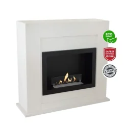 Adra BRI-MDW bio-ethanol pejs - Hvid MDF pejseindfatning - 1,5 KW varme