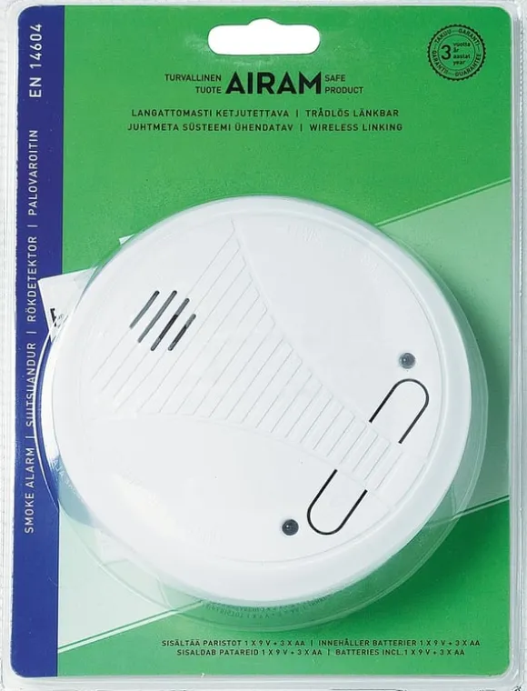 Airam KD-101LE optisk røgdetektor, kan kædes sammen
