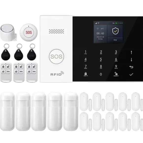 Alarm System, Smart Home Integration, App Kontrol,EU Stik, 4G WiFi Kit F