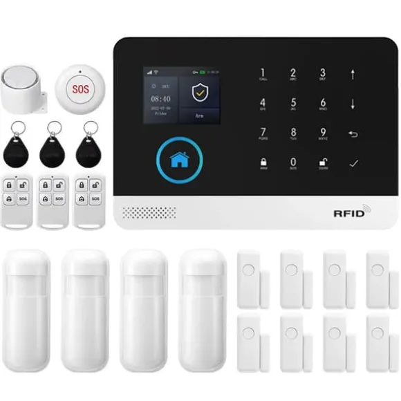 Alarm System, Trådløs Forbindelse, Smart Home Kompatibilitet,EU Stik, 4G WiFi Kit E