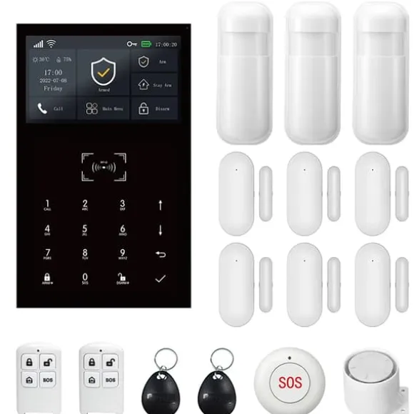 Alarm System, Trådløs Forbindelse, Smart Home Kompatibilitet,EU Stik, 2G GSM Kit D