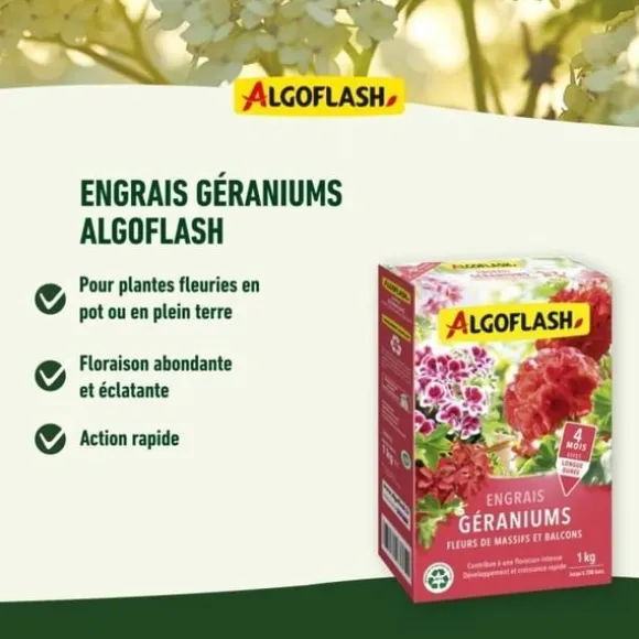 ALGOFLASH NATURASOL Gødning til pelargonier, blomsterbede og altaner - 1 kg