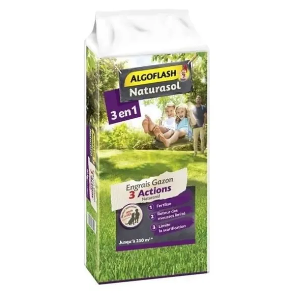 ALGOFLASH NATURASOL Græsgødning AG3BIO250 3 handlinger Naturanid - 10 kg