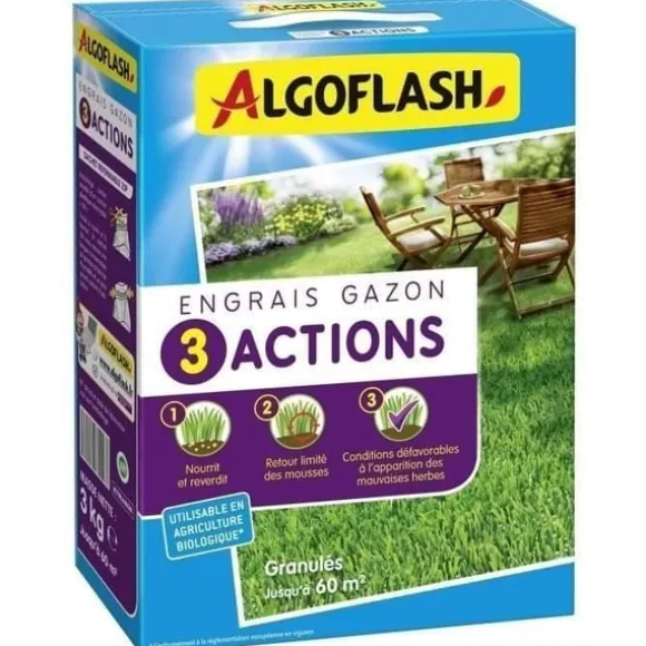 ALGOFLASH NATURASOL Græsgødning - 3 handlinger - 3 kg