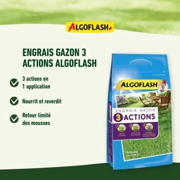ALGOFLASH NATURASOL Græsgødning - 3 handlinger - 3 kg
