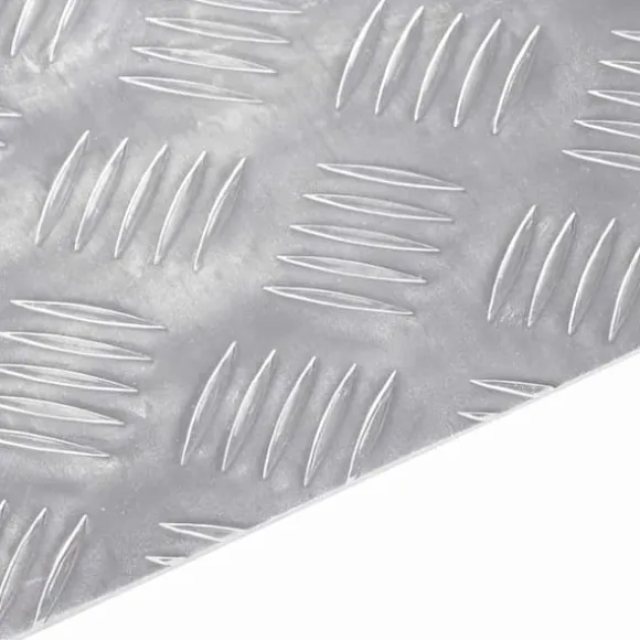 Aluminium Checker Plader 4 stk - Skridsikre Trin til Trappermiljøer | 70x50 cm | Farve: Sølv