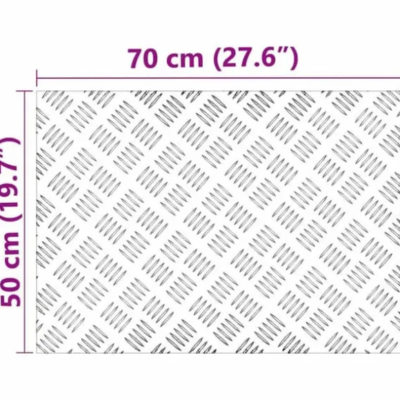 Aluminium Checker Plader 4 stk - Skridsikre Trin til Trappermiljøer | 70x50 cm | Farve: Sølv