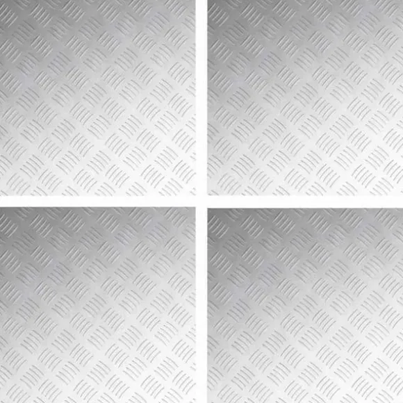 Aluminium Checker Plader 4 stk - Skridsikre Trappetrin | Størrelse: 50x50 cm | Farve: Sølv