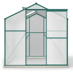 Aluminium drivhus med fundament 4,75 m² - 190 × 253 cm, inkl. 1 ovenlysvindue og skydedør, havedrivhus, tomatdrivhus
