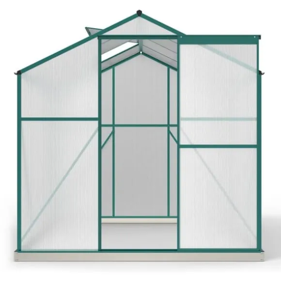 Aluminium drivhus med fundament 4,75 m² - 190 × 253 cm, inkl. 1 ovenlysvindue og skydedør, havedrivhus, tomatdrivhus