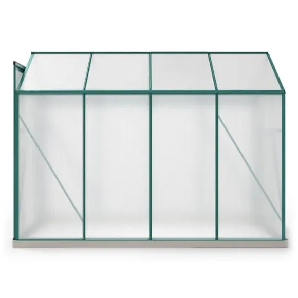 Aluminium drivhus med fundament 4,75 m² - 190 × 253 cm, inkl. 1 ovenlysvindue og skydedør, havedrivhus, tomatdrivhus