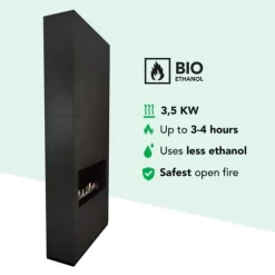Ambiance BCB bioethanol pejs - Sort - Højt til loftet - 3,5 KW varme