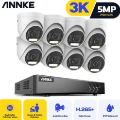 ANNKE Video Sikkerhedssystem, 5MP Høj Definition, Avanceret Bevægelsesdetektion,Med 8stk kamera, 1T