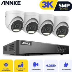 ANNKE Video Sikkerhedssystem, 5MP Høj Definition, Avanceret Bevægelsesdetektion,Med 4 stk. kameraer, ToT