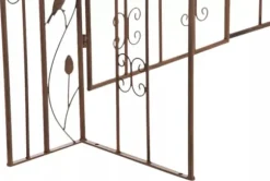 Antique Brown Metal Rose Arch with Gate - Handcrafted Iron Garden Arbor for Climbing Plants, Durable, 144cm Wide