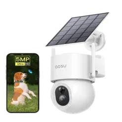AOSU Solar Sikkerhedskamera, 5MP Full HD, 360° Pan & Tilt, Farve Nattesyn