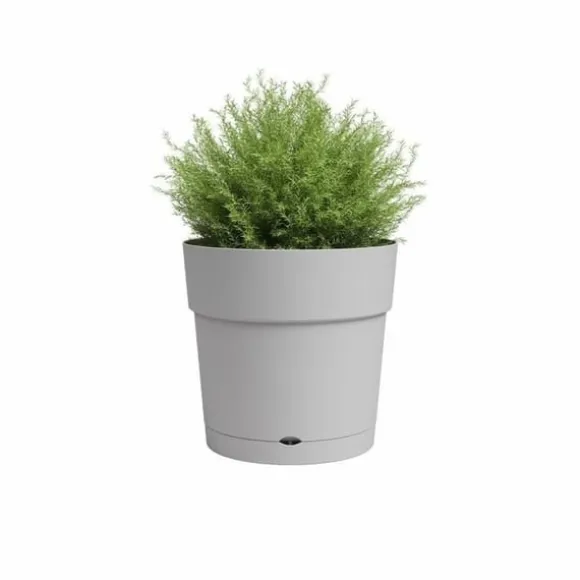 ARTEVASI CAPRI STOR rund urtepotte - Plastik - Vandbeholder - diameter 30 cm - Lysegrå - L 29,5 XP 29,5 H 28,2 cm